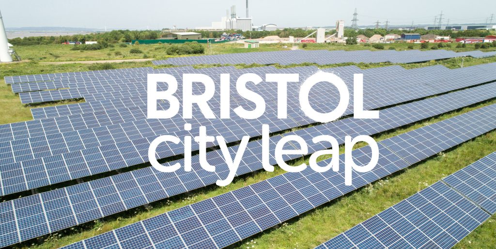 Bristol City Leap logo over photo of solar farm